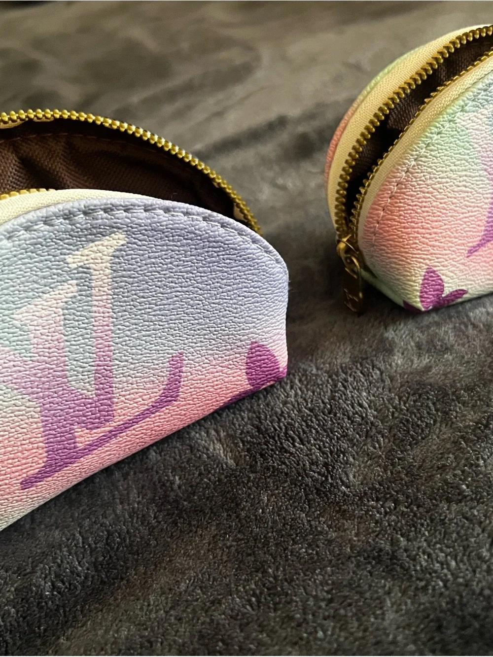 Two Pastel Multicolor Small travel makeup/coin Pouch.